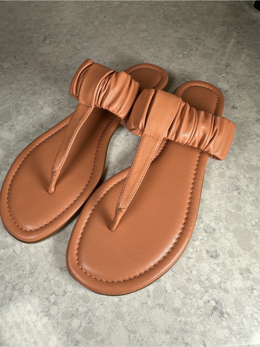 AEROSOLES Ruched Toe-Post Sandals - Brown